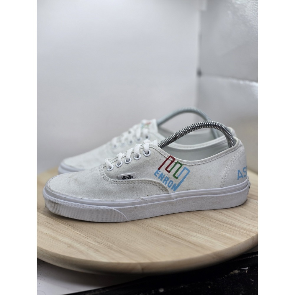 Womens Size 10 - Vans Authentic Low White X Enron‎ Walking Skate Shoes Sneakers